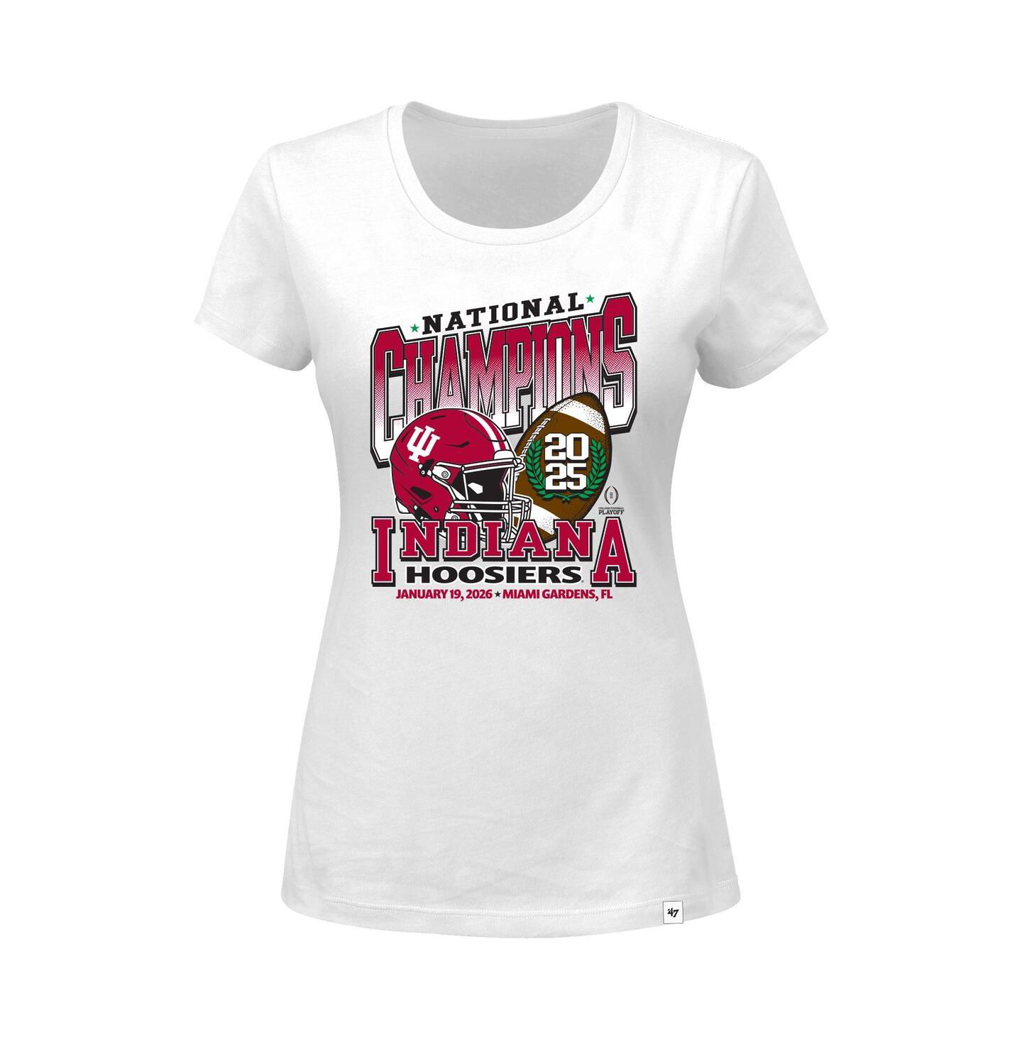 Женская футболка '47 Brand White Indiana Hoosiers College Football Playoff 2025 National Champions Plus Size — фото 2