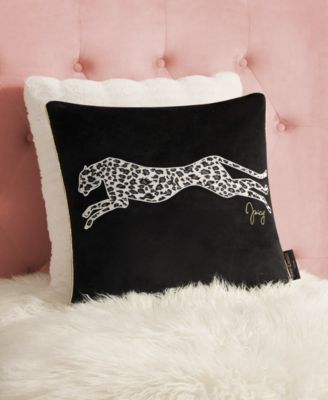 Embroidered Velvet Cheetah Decorative Pillow, 18" x 18"