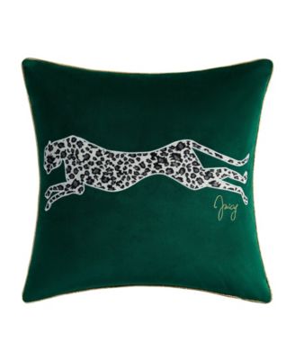 Embroidered Velvet Cheetah Decorative Pillow, 18" x 18"