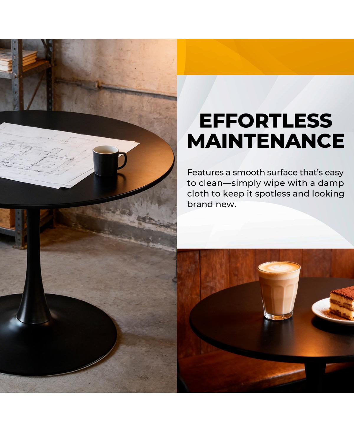 Streamdale Furniture Tulip Dining Table - Mid-century Round Mdf Top, Seats 4-6