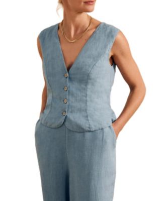Women's Linen Blend Tailored Waistcoat