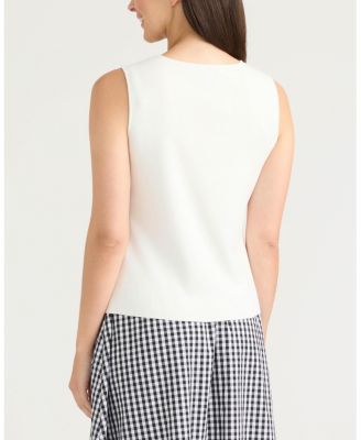 Women's Button Front Sweater Vest with Pearl Detailing