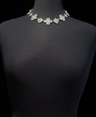 Stone Cluster Flower Statement Collar Necklace, 16" + 3" extender