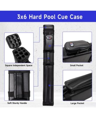 3x6 Square Hard Pool Cue Case, Billiard Stick Carrying Case for 3 Sticks, Billiard Cue Cases