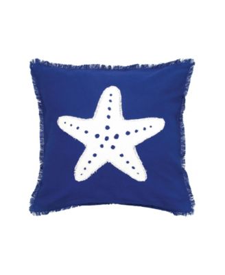 Aqua Palm Tree Tufted Fringed Throw Pillow