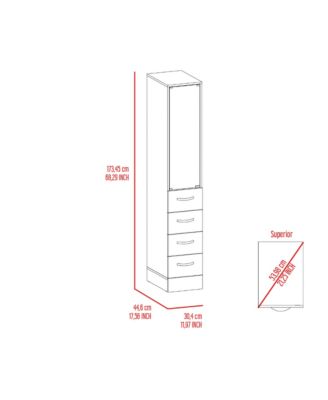 Linen Cabinet, 68" H Bathroom Storage Cabinet with 3 Shelves, 4 Drawers and Metal Handles for Home