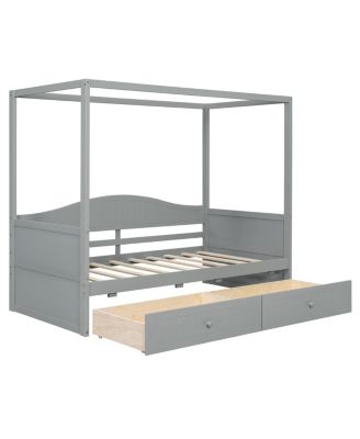 Twin Size Canopy Day Bed with 2 Drawers