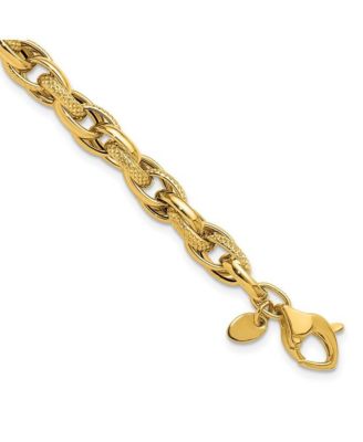 Solid 18k Yellow Gold 7.5 Inch Italian 6.3mm Textured and Polished Woven Links Bracelet Link Bracelet