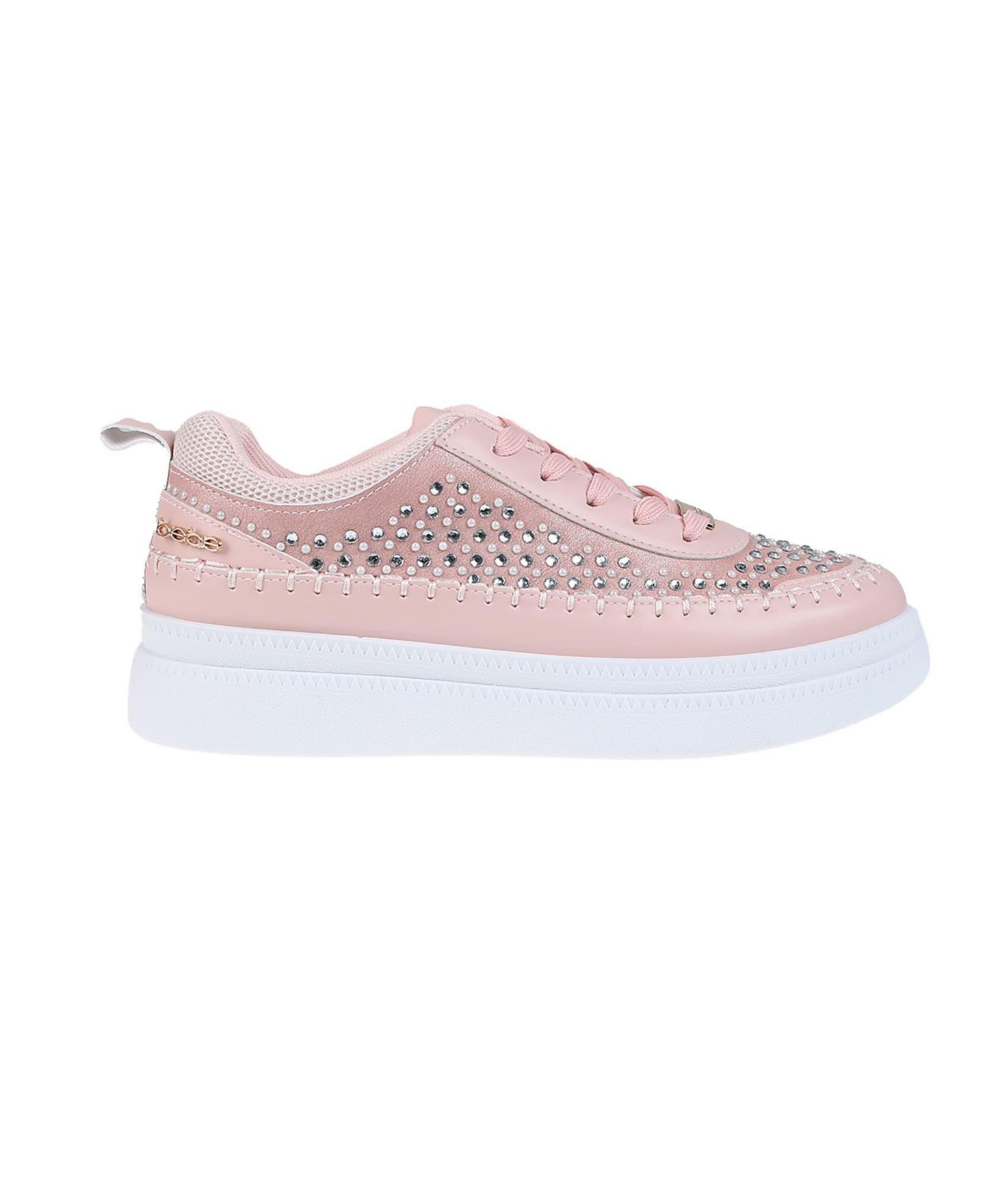 Женские кроссовки Bebe Sneaker with Pearl and Rhinestone Embellished Upper, цвет: Пудровый — фото 2