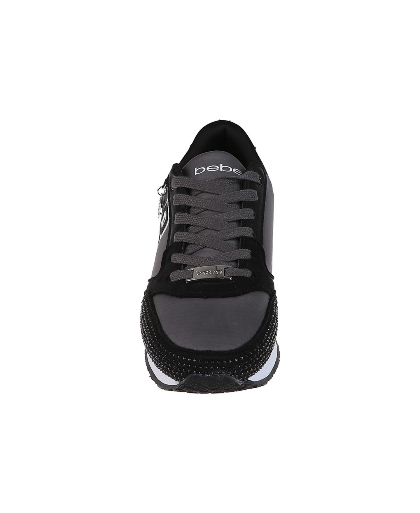Женские кроссовки Bebe Sneaker with Embellised Upper and Dangle Charm, цвет: Чёрный / Серый — фото 4