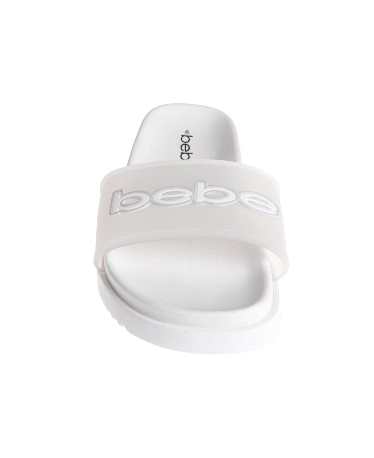 bebe Women's Sandal with Translucent Upper and Rubber Logo Patch