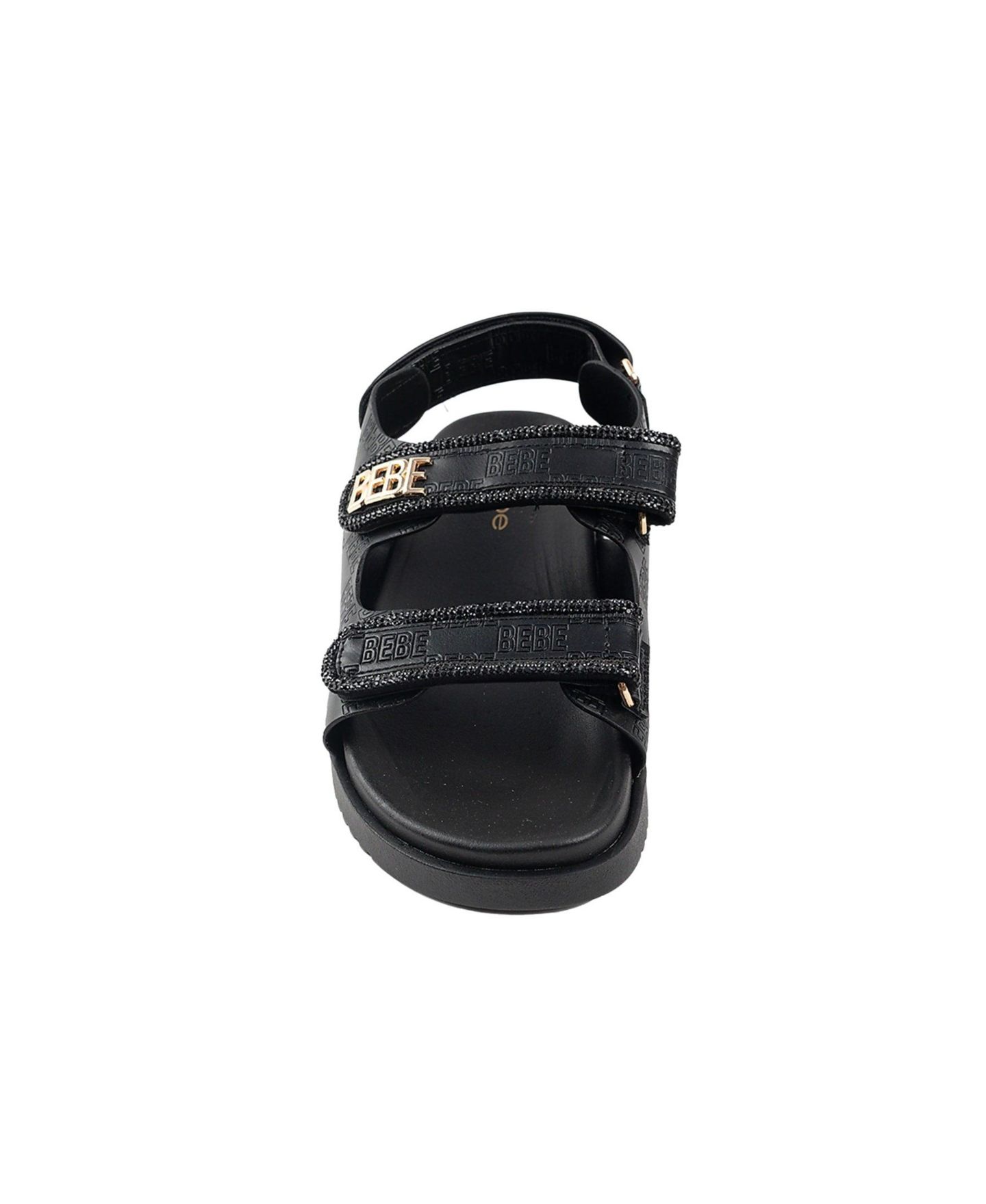 Женские сандалии Bebe Sandal with Rhinestone Rope Binding and bebe Logo Rivet Detail, цвет: Чёрный — фото 3