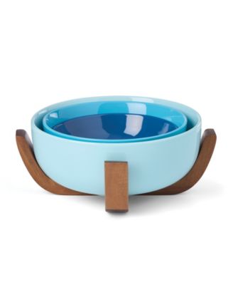 24 Seven Colors Nesting Bowls With Wood Stand, Set of 4