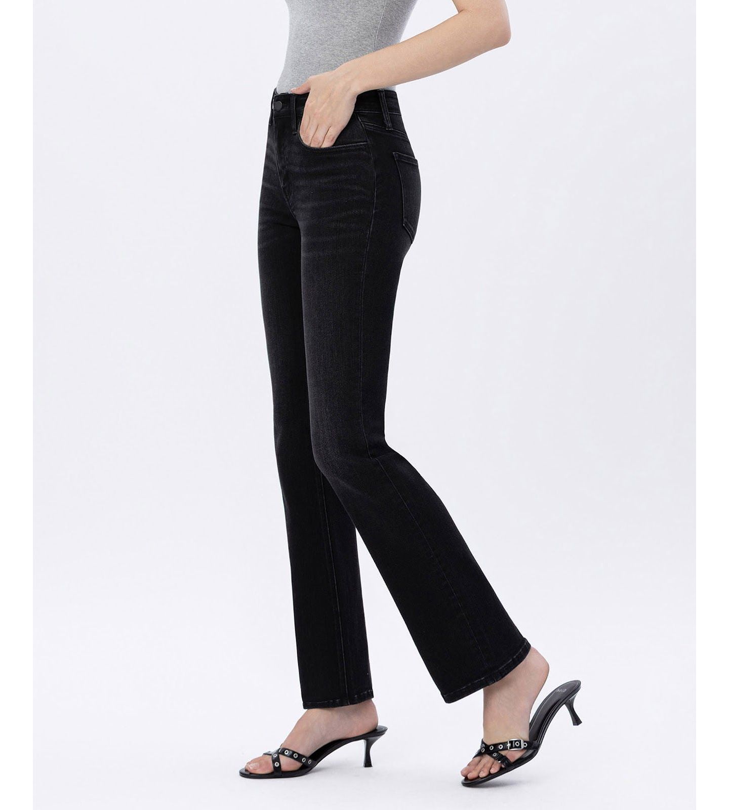 Женские джинсы Flying Monkey Mid Rise Full Length Bootcut, цвет: Чёрный — фото 4
