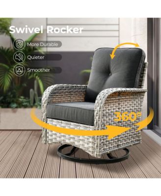 9 Pieces Wicker Outdoor Patio Furniture Set,Rattan Modular Sectional Sofa,Outside Swivel Rocking Chairs Coversation Set with Side Table