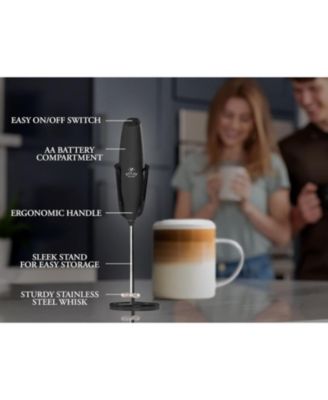 Handheld Milk Frother Stainless Steel Single Whisk with Stand