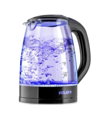 1.7L Glass Electric Kettle with Blue LED Light - Borosilicate Glass Hot Water Kettle Electric