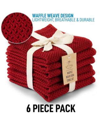 6 Pack 100% Cotton Waffle Weave - 12x12” Super Absorbent Dish Towels for Kitchen