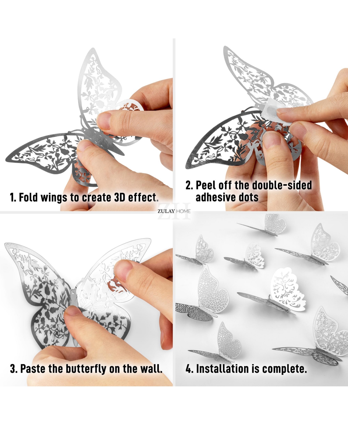 Home 3D Removable Diy Butterfly Wall Decor with 3 Wing Designs (48pcs)
