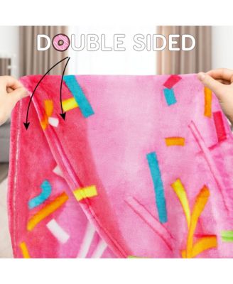 Double Sided Donut Blanket - Holiday Novelty Soft Flannel Round Blankets Premium 280 GSM (60 inches)
