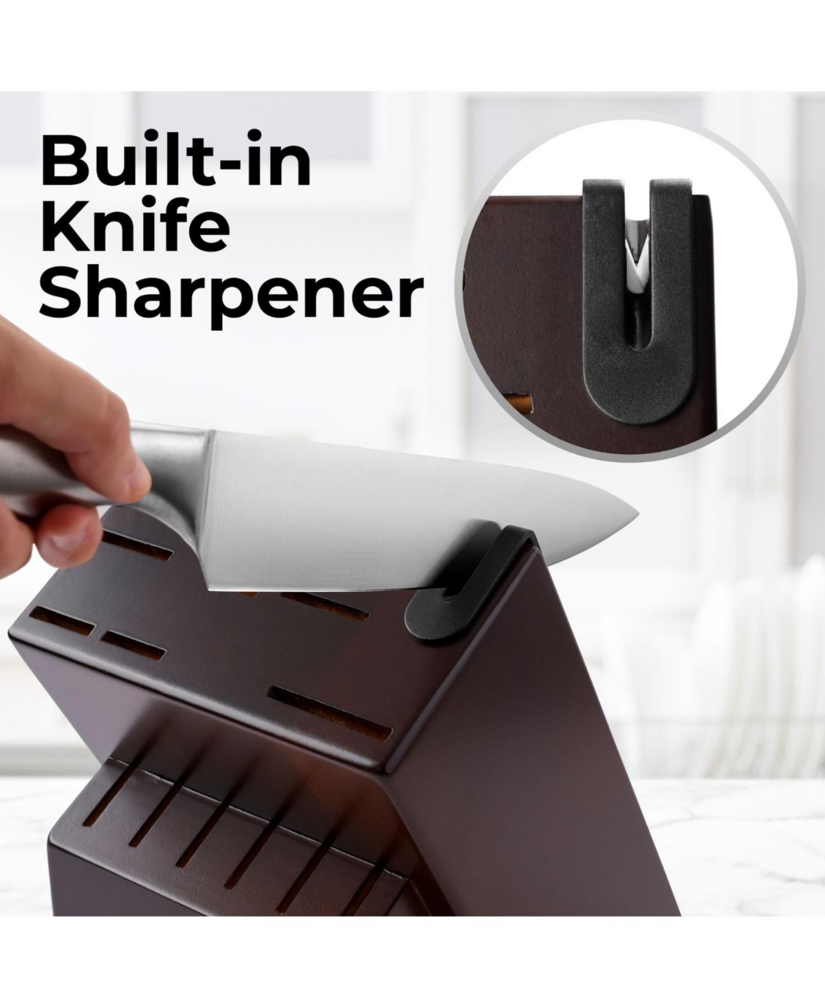 Zulay Kitchen 18 Piece Stainless Steel Knife Set with Block and Sharpener