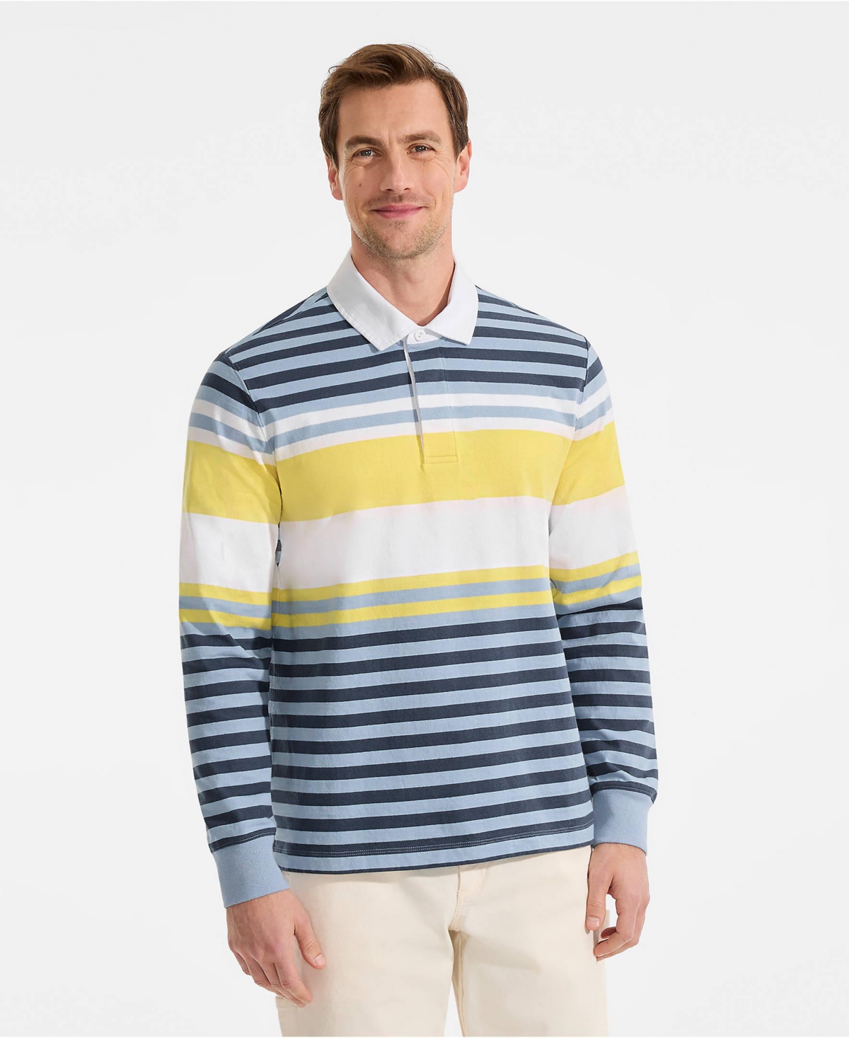 Lands' End Men's Long Sleeve Stripe Rugby Shirt