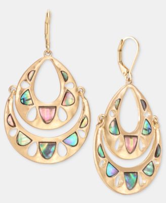 Abalone Cutout Layered Drop Earrings