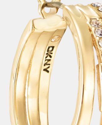 Gold-Tone Crystal Three-Row Pav&eacute; Split Hoop Earrings