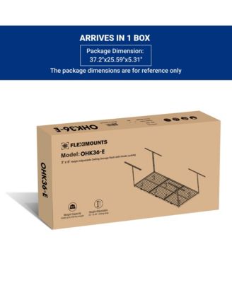 OHK Series Ceiling Mounted Overhead Garage Storage Rack, White — 36" X 72"