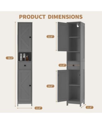 Tall Bathroom Cabinet, Freestanding with 2 Adjustable Shelves, Modern Storage for Bathroom, Kitchen & Hallway
