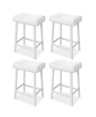 Counter Height Bar Stools Set of 2, PU Leather Barstools with Heavy Duty Metal Legs