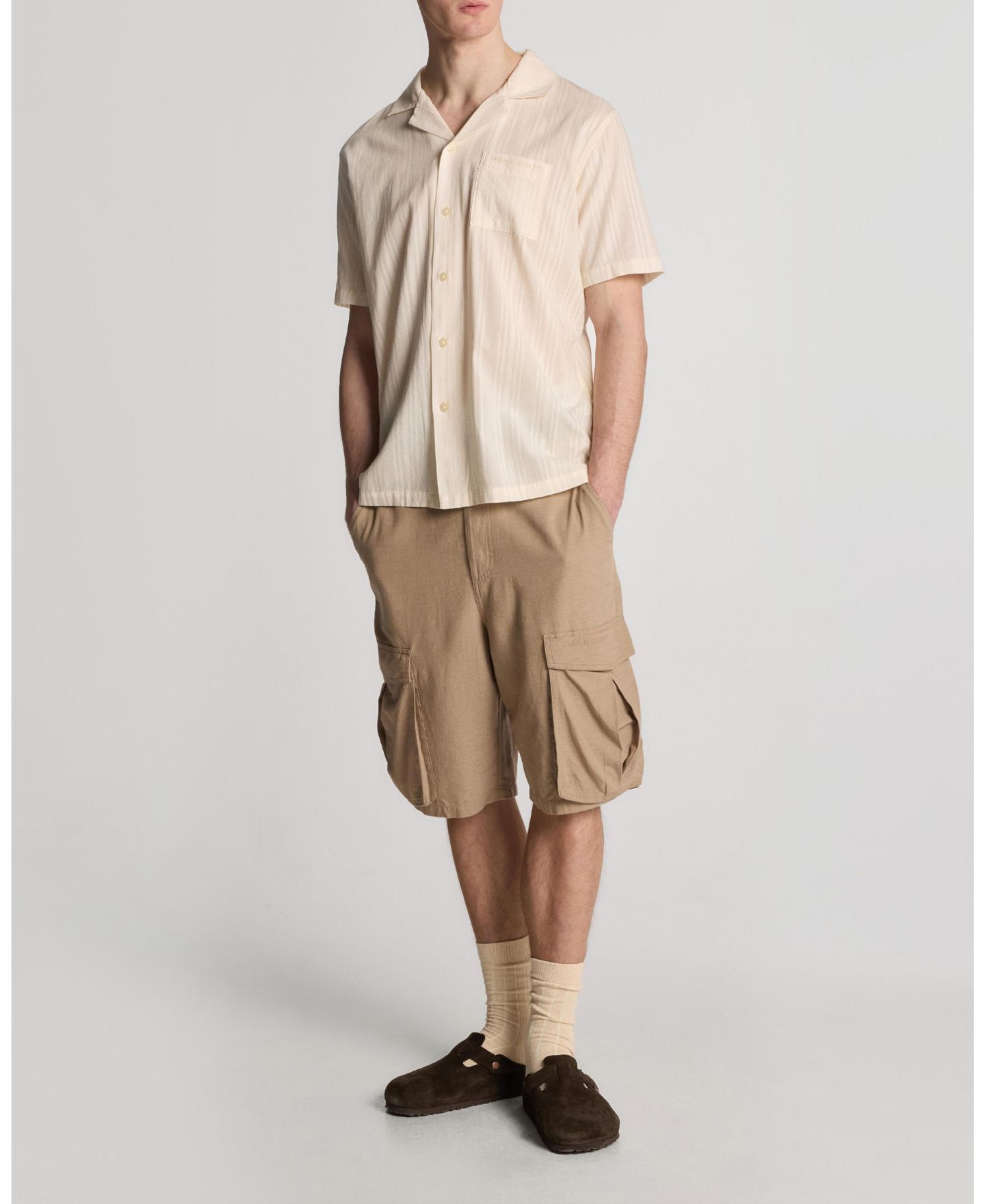 Мужская рубашка Lyle & Scott Broderie Resort, цвет: Натуральный — фото 8