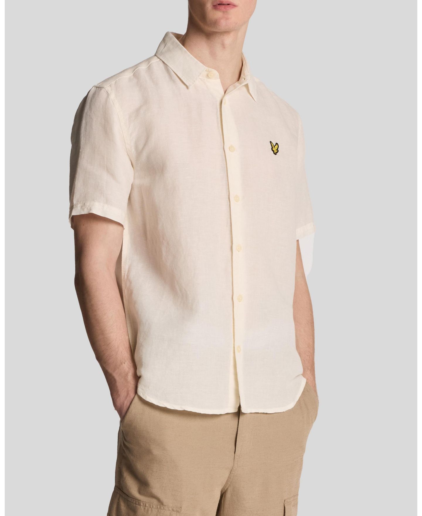 Мужская рубашка Lyle & Scott Hemp Short Sleeve, цвет: Натуральный — фото 6
