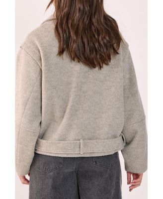 Women's Oversized Brushed Belted Biker Jacket