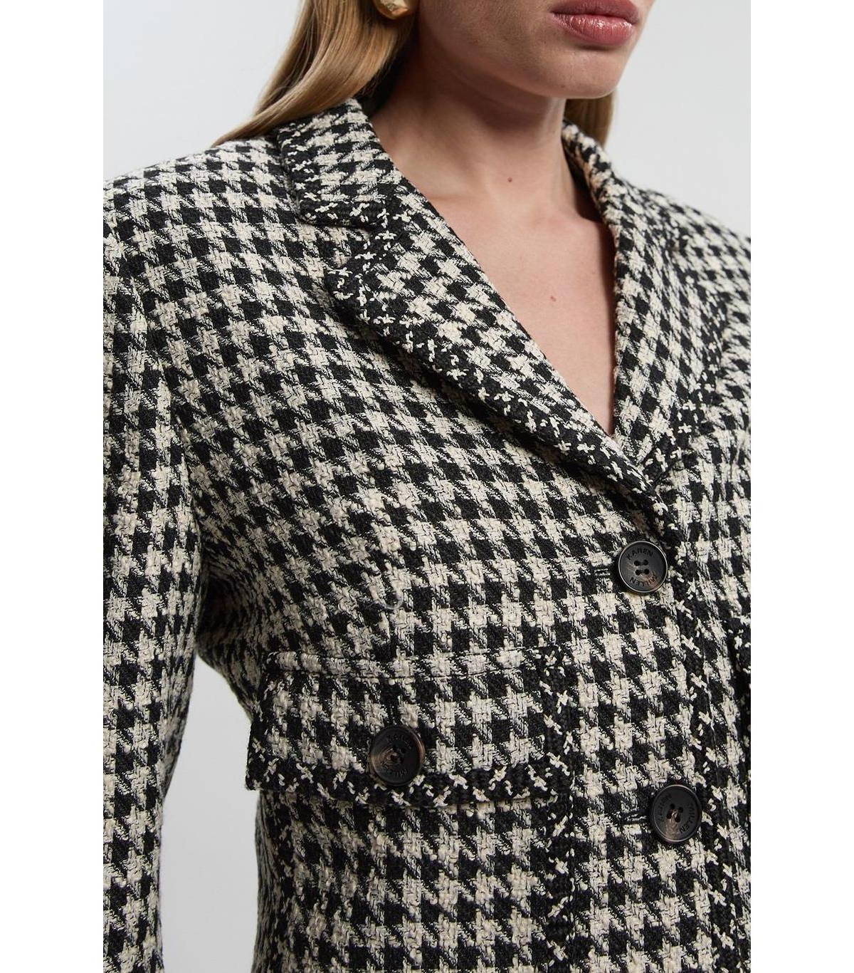 Karen Millen Women's Tweed Cropped Tailored Jacket