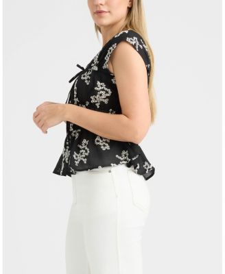 Women's Shirred Sleeveless Top with Front Ties