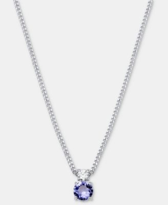 Cubic Zirconia Pendant Necklace, 16" + 3" extender