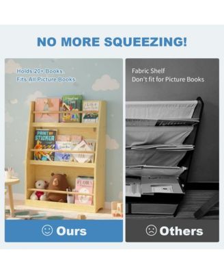 Kids Bookshelf - 3-Tier Organizer for Books and Toys, Multifunctional Book Rack Display Stand for Playroom, Nursery and Classrooms