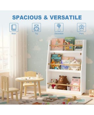 Kids Bookshelf - 3-Tier Organizer for Books and Toys, Multifunctional Book Rack Display Stand for Playroom, Nursery and Classrooms