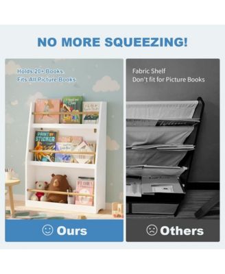 Kids Bookshelf - 3-Tier Organizer for Books and Toys, Multifunctional Book Rack Display Stand for Playroom, Nursery and Classrooms