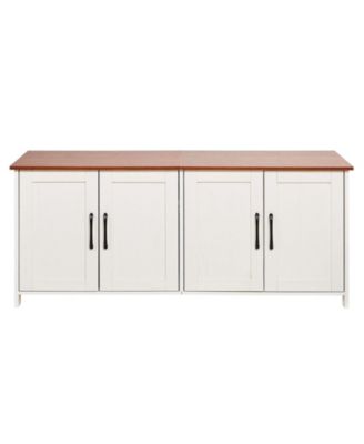 47.2" Hidden Litter Box Cabinet with 4 Doors & 2 Entries - Multi-Cat Wooden Washroom Furniture