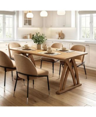 63 Inches Solid Wood Dining Table for 4-6 People,Rectangular Kitchen Table