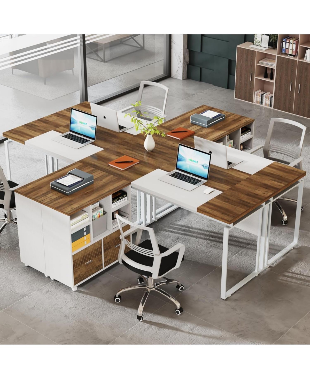 Tribesigns L-Shaped Desk with Drawers, 63" Office Desk with File Cabinet
