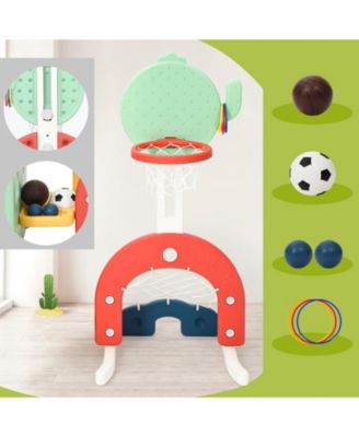 7 in 1 Toddler Slide and Swing Set with Slipping Slope Basketball Hoop Soccer Golf Ring Toss Game