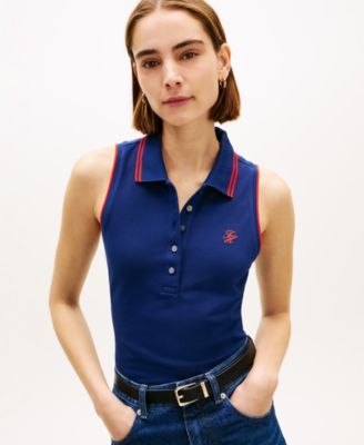 Women's Sleeveless Script Polo T-Shirt