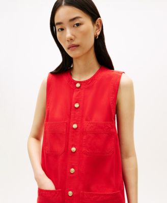 Women's Color Denim Sleeveless Crewneck Mini Dress