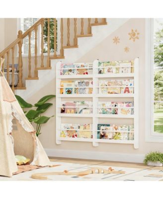 Wall-Mounted 4-Tier Bookshelf: Space-Saving, Kid-Friendly, Easy Assembly