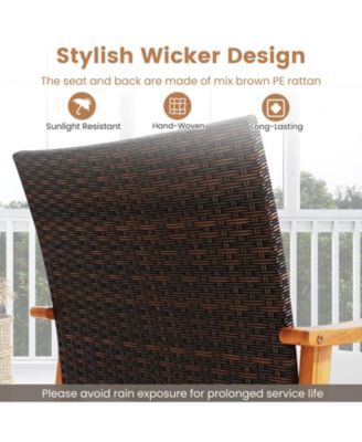 3 PCS Patio PE Wicker Furniture Set w/Coffee Table & Cushions for Front Porch Outdoor