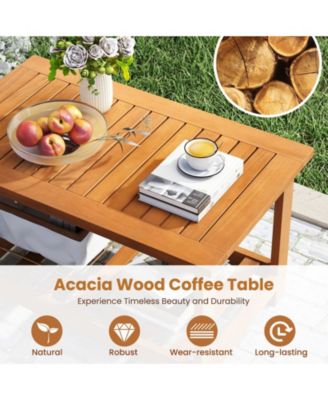 Acacia Wood Outdoor Slatted Coffee Table