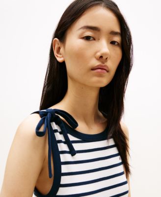 Women's Ribbed Bow Sleeveless Dress